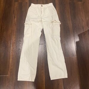 Stradivarius white cargo pants size 2